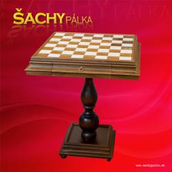 BEECH WOOD CHESS TABLE, ALABASTER CHESSBOARD
